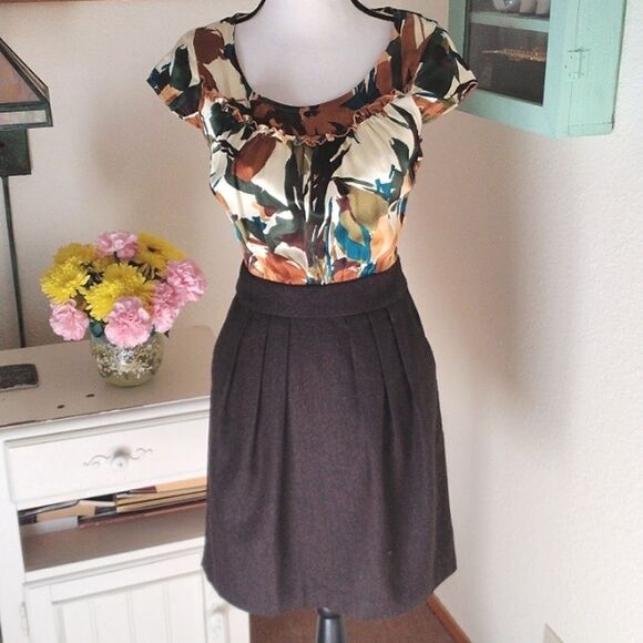 Anthropologie Tabitha Silk and Tweed Dress - Picture 1 of 11